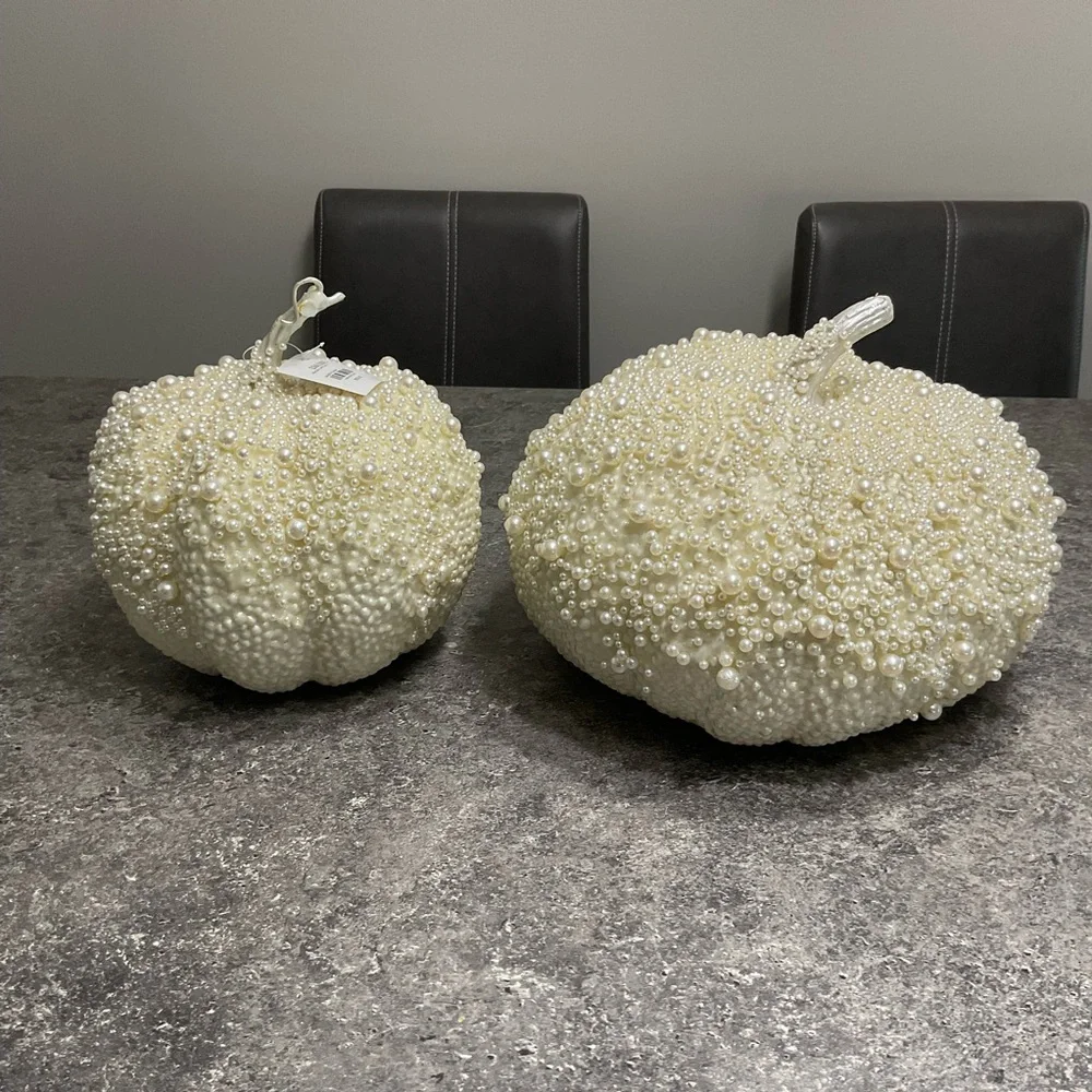 Elegant Pearl-Embellished cream Pumpkin set